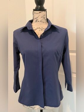 Vintage Fenomenon Classic Collar Tailored Button-Front Shirt w/Split 3/4 Sleeve